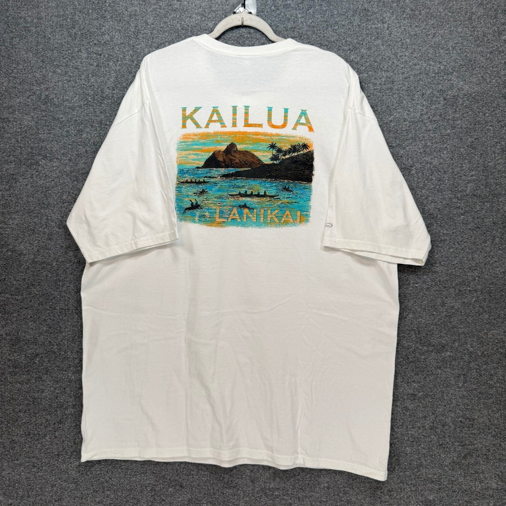 Crazy Shirts Tshirt Mens XXL White Kailua Lanikai Hawaii Graphic Cotton Tee